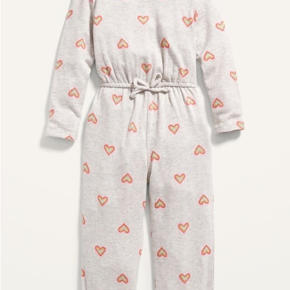 2T Old Navy Gray Jumpsuit with Heart Pattern